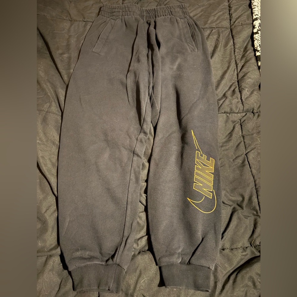 Nike Black Joggers with Yellow Logo for Kids
